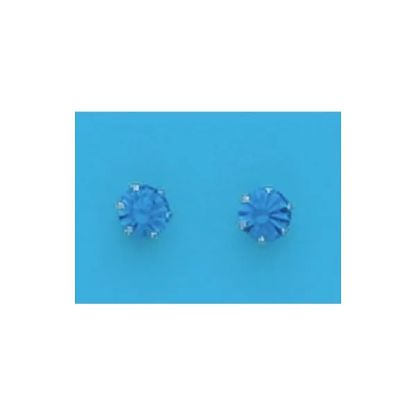 A Pair of White Tone 4 mm Round Simulated Swarovski Crystal September (Sapphire) Birthstone Earrings Forever Young Fine Jewelers St. George, UT
