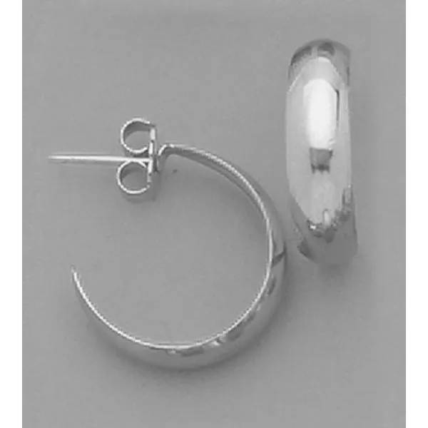 A Pair of White Tone Medium Wedding Band Style 'J' Hoop Earrings Forever Young Fine Jewelers St. George, UT
