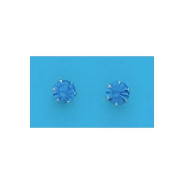 A Pair of Yellow Tone 4 mm Round Simulated Swarovski Crystal September (Sapphire) Birthstone Earrings Forever Young Fine Jewelers St. George, UT