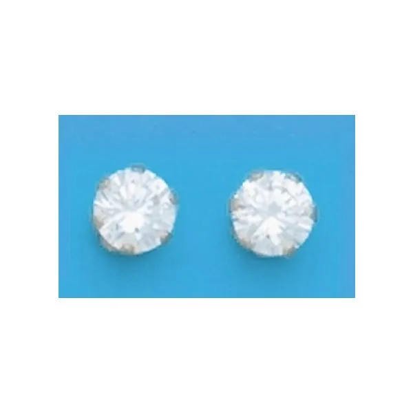A Pair of White Tone 6 mm Rouns Cubic Zirconium Stud Earrings Forever Young Fine Jewelers St. George, UT