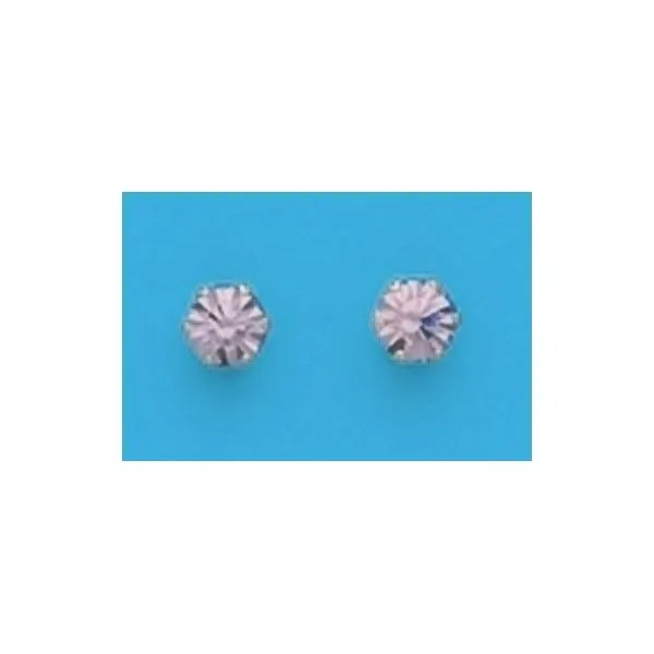 A Pair of White Tone 4 mm Round Simulated Swarovski Crystal June Birthstone Earrings. Forever Young Fine Jewelers St. George, UT