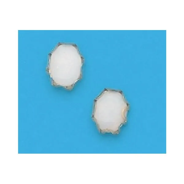 A Pair of Yellow Tone 8 x 6 mm Oval Cabochon Cut Genuine Opal Gemstone Stud Earrings Forever Young Fine Jewelers St. George, UT
