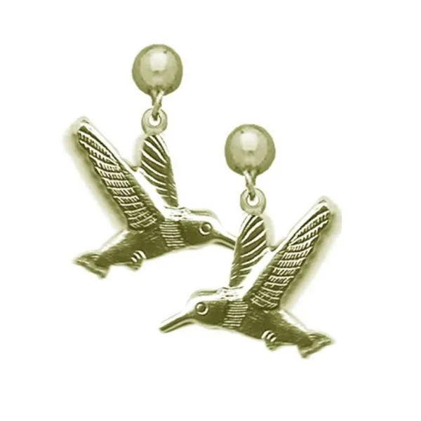 A Pair of Yellow Tone Hummingbird Dangle Earrings Forever Young Fine Jewelers St. George, UT