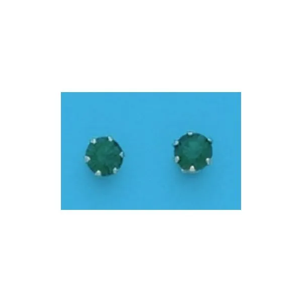 A Pair of Yellow Tone 4 mm Round Simulated Swarovski Crystal May (Emerald) Birthstone Earrings Forever Young Fine Jewelers St. George, UT