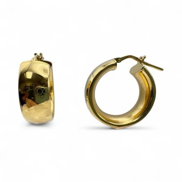 18 Karat Yellow Gold Bonded Sterling Silver Wide Hoop Earrings Forever Young Fine Jewelers St. George, UT