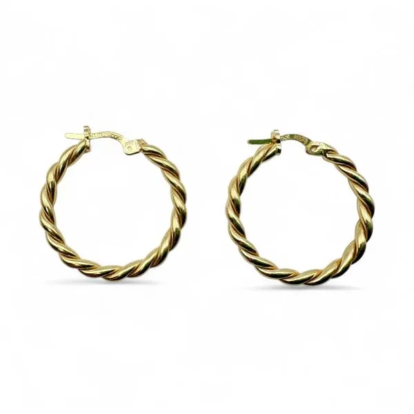 18 Karat Yellow Gold Bonded Sterling Silver Braided Hoop Earrings Forever Young Fine Jewelers St. George, UT