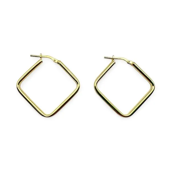 18 Karat Yellow Gold Bonded Sterling Silver Diamond Shaped Hoop Earrings Forever Young Fine Jewelers St. George, UT