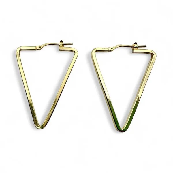 18 Karat Yellow Gold Bonded Sterling Silver Triangle Hoop Earrings Forever Young Fine Jewelers St. George, UT