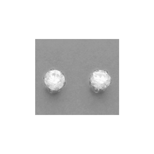 A Pair of White Tone 4 mm Round Cubic Zirconium Earrings Forever Young Fine Jewelers St. George, UT