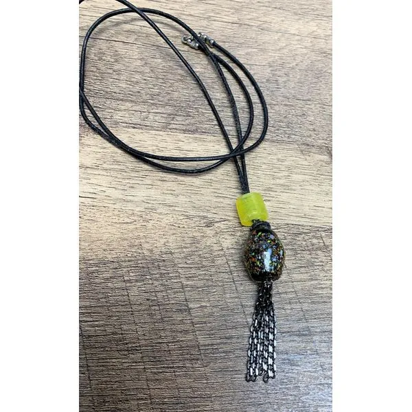 Handmade Sterling Silver and Multi Color Spotted Glass Bead Tassel Necklace Forever Young Fine Jewelers St. George, UT