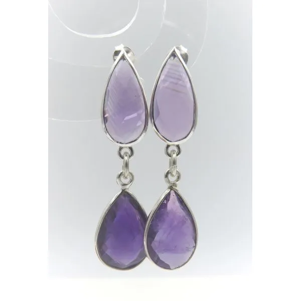 Handmade Sterling Silver Dangle Teardrop Design Amethyst Earrings Forever Young Fine Jewelers St. George, UT