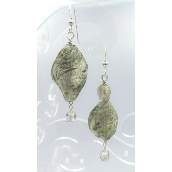 Handmade Sterling Silver Multi color Twist Glass Bead Dangle Fashion Earrings Forever Young Fine Jewelers St. George, UT