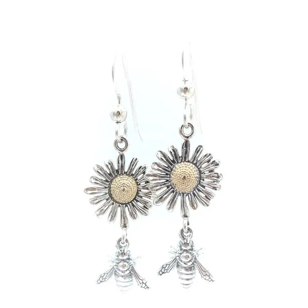 Sterling Silver Handmade Sunflower and Bumblebee Dangle Earrings Forever Young Fine Jewelers St. George, UT