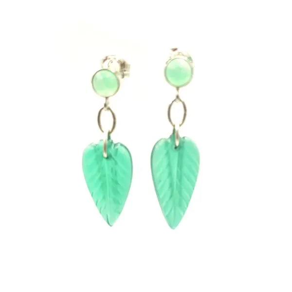 Sterling Silver Green Agate and Chrysoprase Gemstone Dangle Fashion Earrings Forever Young Fine Jewelers St. George, UT