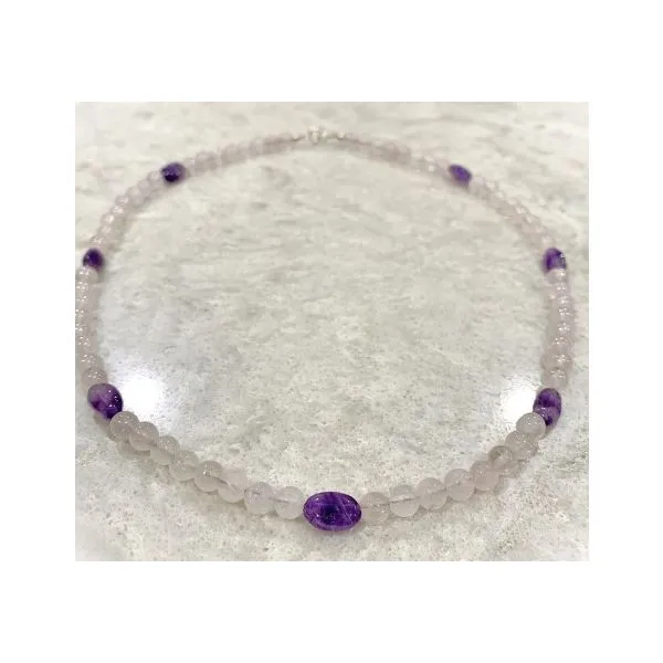 Handmade Pink Quartz Bead Necklace with Amethyst Beads Forever Young Fine Jewelers St. George, UT
