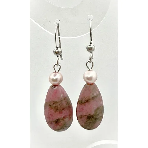 Sterling Silver Rhodonite And Freshwater Pearl Drop Earrings Forever Young Fine Jewelers St. George, UT