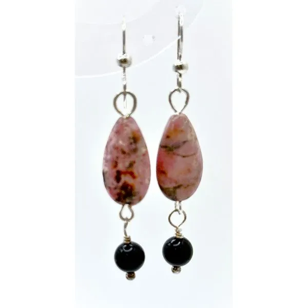 Sterling SIlver Rhodonite And Black Onyx Drop Earrings Forever Young Fine Jewelers St. George, UT