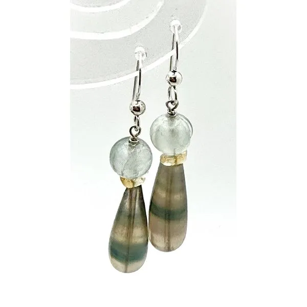Handmade Sterling Silver Striped Green Fluorite Drop Earrings Forever Young Fine Jewelers St. George, UT