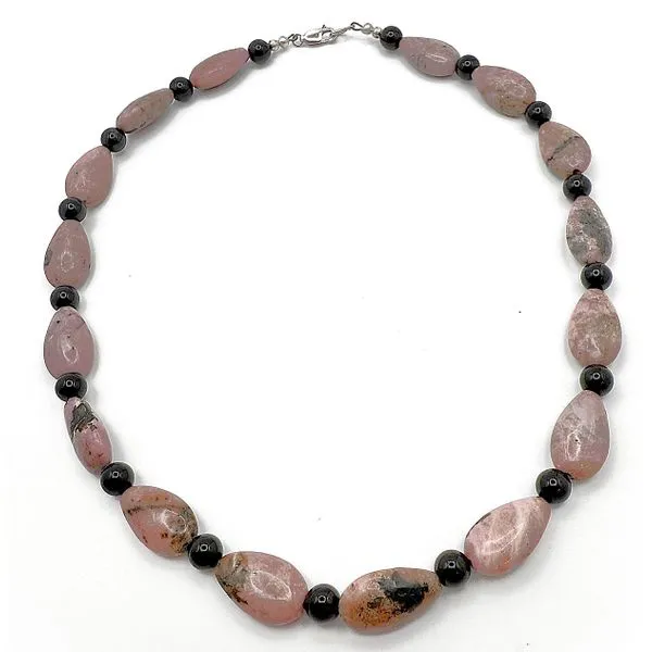 Handmade Sterling Silver Rhodonite And Black Onyx Bead Necklace Forever Young Fine Jewelers St. George, UT