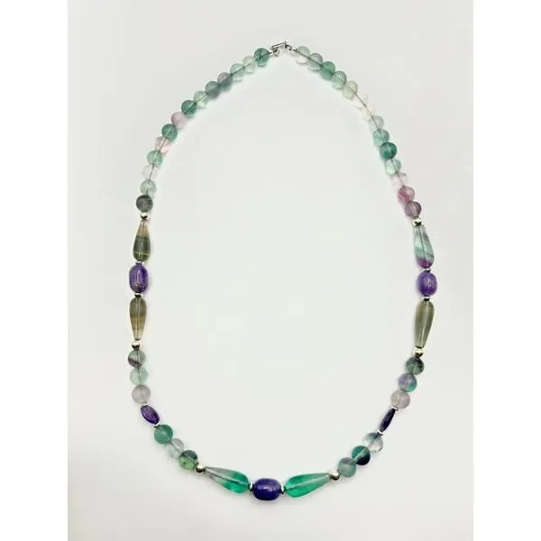 Handmade Sterling Silver Fluorite and Amethyst Necklace 22