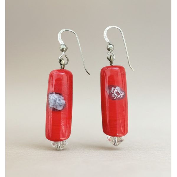 Sterling Silver Red Glass Floral Bead And Crystal Bead Earrings Forever Young Fine Jewelers St. George, UT