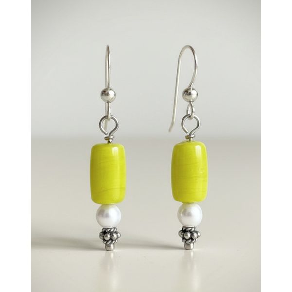 Sterling Silver Yellow Glass Tube And Pearl Earrings Forever Young Fine Jewelers St. George, UT