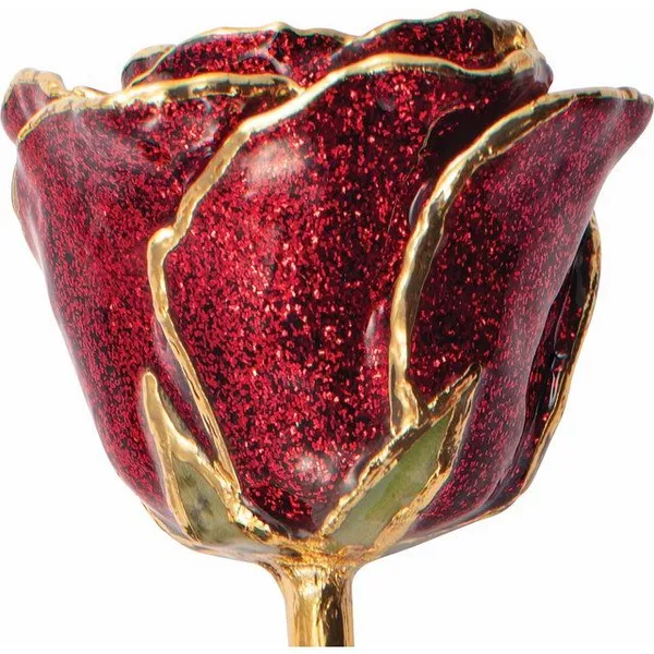Lacquered Ruby Sparkle Birthstone Colored Rose With Gold Trim Image 2 Forever Young Fine Jewelers St. George, UT