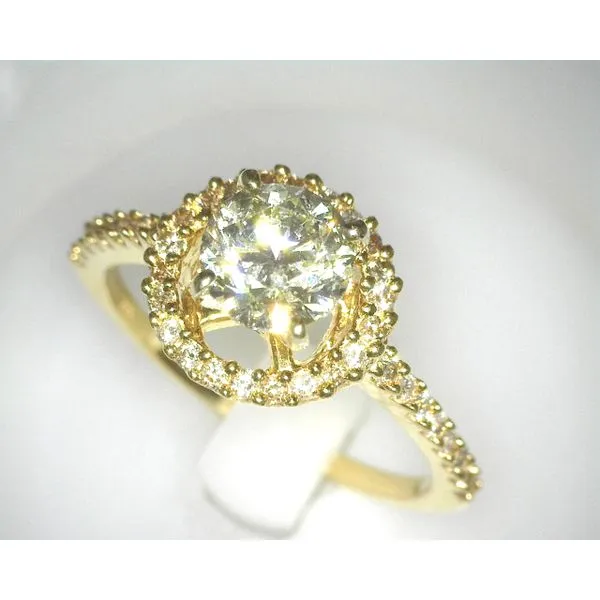 Modern Estate 18 Karat Yellow Gold Halo Design Engagement Ring Forever Young Fine Jewelers St. George, UT
