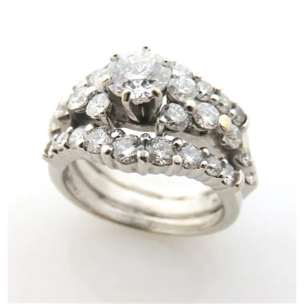 Modern Estate 14 Karat White Gold Engagement and Wedding Three Piece Set Ring Forever Young Fine Jewelers St. George, UT