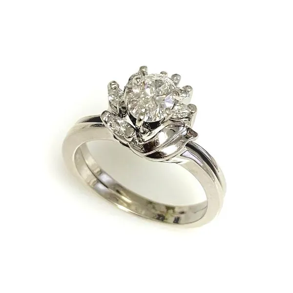 14 Karat White Gold Estate Engagement and Wedding Ring Set Forever Young Fine Jewelers St. George, UT