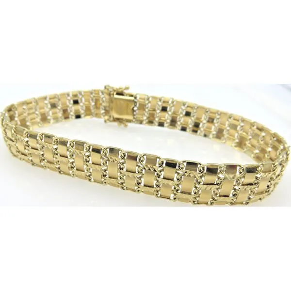 14 Karat Yellow Gold Estate Wide Fancy Mesh Link Bracelet Forever Young Fine Jewelers St. George, UT