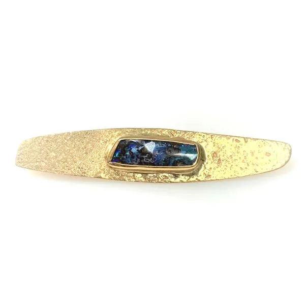 14 Karat Yellow Gold Estate Hand Fabricated One of a Kind Boulder Opal Brooch Forever Young Fine Jewelers St. George, UT