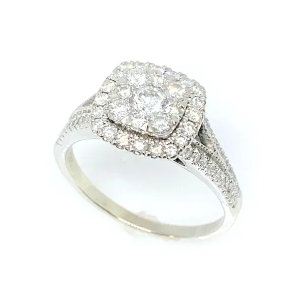 14 Karat White Gold Estate Diamond Fashion Halo Cluster Style Ring Forever Young Fine Jewelers St. George, UT