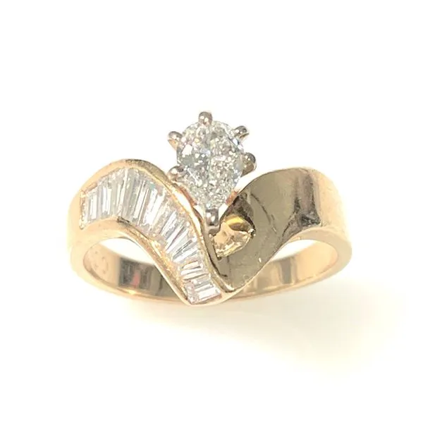 14 Karat Yellow Gold Estate Ribbon Design Pear Cut Diamond Engagement Ring Forever Young Fine Jewelers St. George, UT