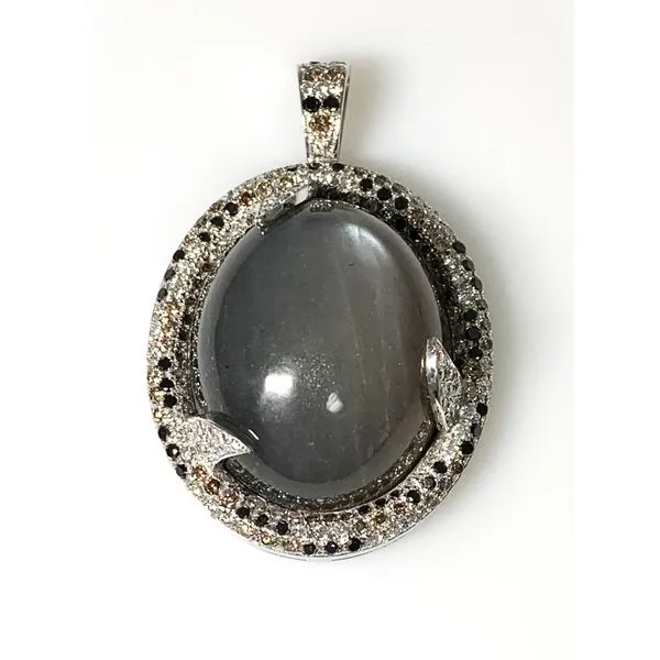 18 Karat White Gold Estate Moonstone and Diamond Fahion Pendant Forever Young Fine Jewelers St. George, UT