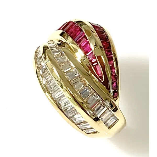 18 Karat Yellow Gold Estate Ruby and Diamond Fashion Ring Image 2 Forever Young Fine Jewelers St. George, UT