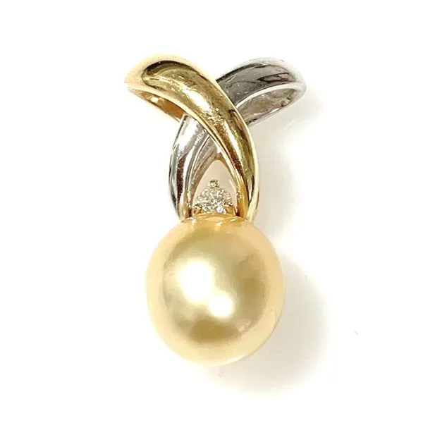 14 Karat Yellow and White Gold 'X' Design Pearl and Diamond Fashion Pendant Forever Young Fine Jewelers St. George, UT