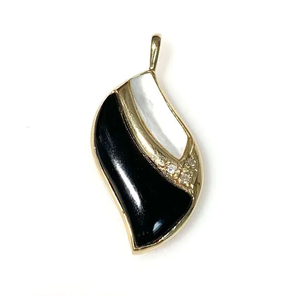 14 Karat Yellow Gold Estate Black Onyx, Mother of Pearl and Diamond Fashion Pendant Forever Young Fine Jewelers St. George, UT