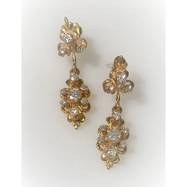 14 Karat Yellow Gold Diamond Dangle Earrings Forever Young Fine Jewelers St. George, UT