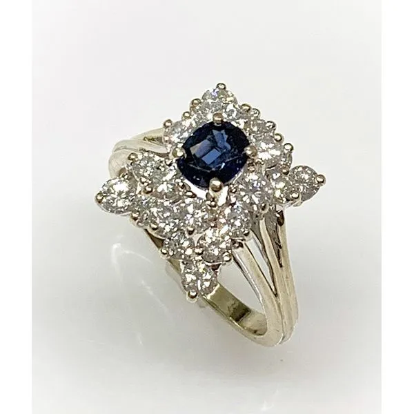 18 Karat White Gold Sapphire and Diamond Estate Ring Forever Young Fine Jewelers St. George, UT