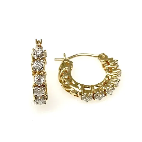 Estate 14 Karat Yellow Gold Diamond Hoop Earrings Forever Young Fine Jewelers St. George, UT