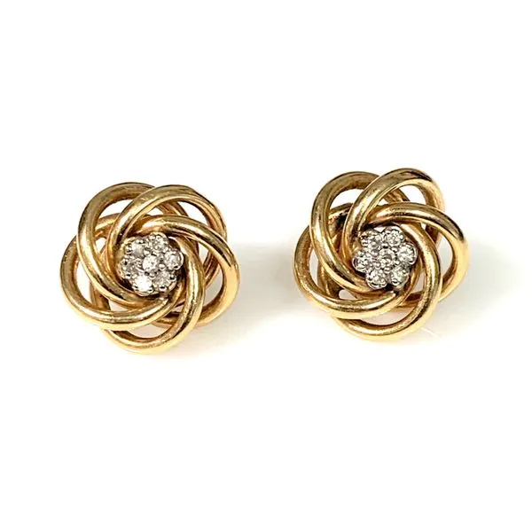 A Pair of 14 Karat Yellow Gold Estate Diamond 'Love Knot' Fashion Earrings Forever Young Fine Jewelers St. George, UT
