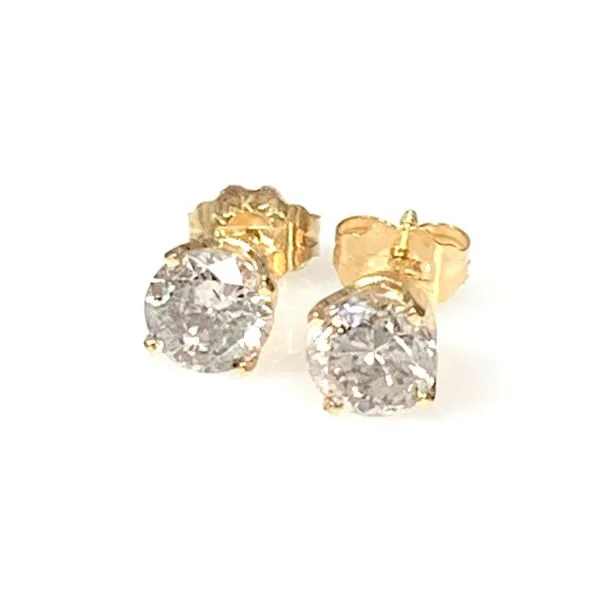 A Pair of 14 Karat Yellow Gold Estate Round Diamond Stud Earrings Forever Young Fine Jewelers St. George, UT