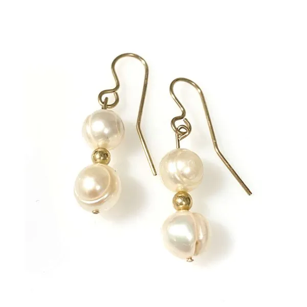 A Pair of 14 Karat Yellow Gold Freshwater Pearl Dangle Fashion Earrings Forever Young Fine Jewelers St. George, UT