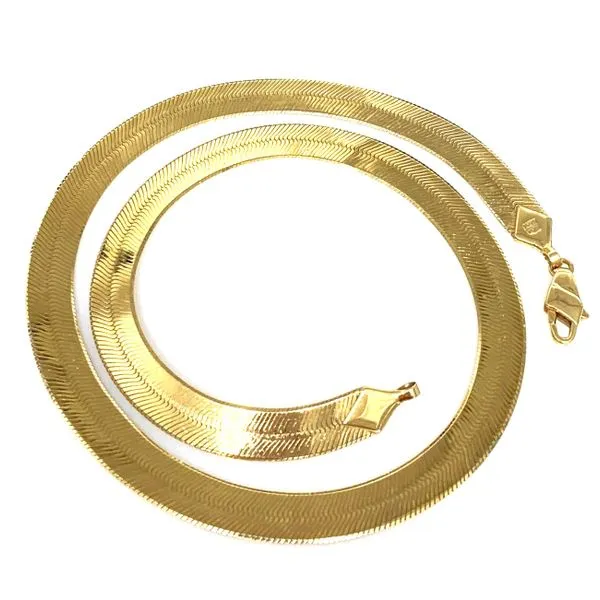 14 Karat Yellow Gold Estate Herringbone Chain 8.5 mm Wide and 18