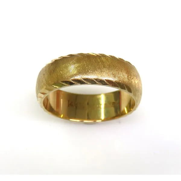 14 Karat Yellow Gold  Estate Diamond Cut Wedding Band with a Florentine Finish Forever Young Fine Jewelers St. George, UT