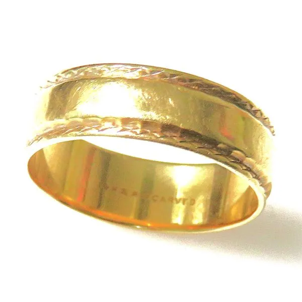 14 Karat Yellow Gold Flat Step Diamond Cut Rope Edge Wedding Band Forever Young Fine Jewelers St. George, UT