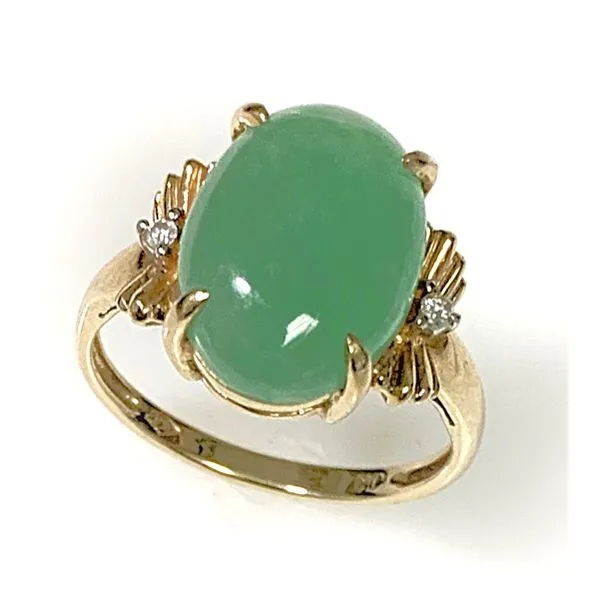 10 Karat Yellow Gold Estate Jade and Diamond Fashion Ring Forever Young Fine Jewelers St. George, UT