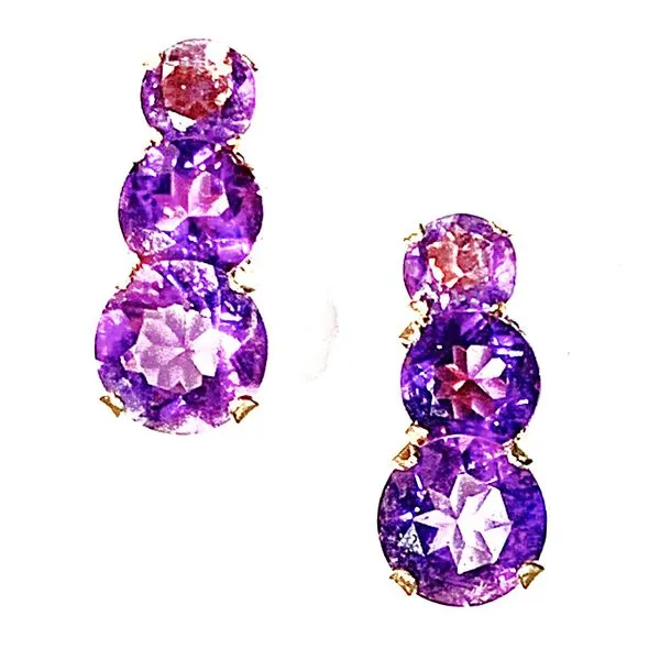 A Pair of14 Karat Yellow Gold Estate Graduated Amethyst Fashion Earrings Forever Young Fine Jewelers St. George, UT