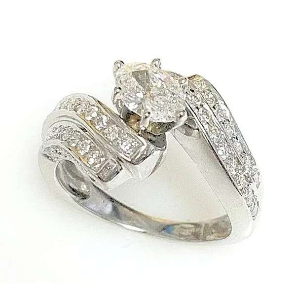 18 Karat White Gold Estate Bypass Design Engagement Ring Forever Young Fine Jewelers St. George, UT